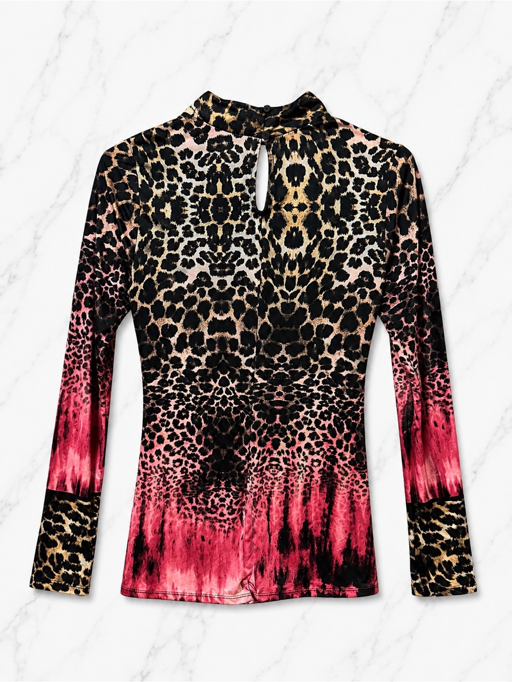 VENUS Leopard Print Ruched Keyhole Top | Size Small - Picture 3 of 4